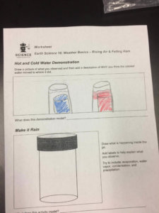 A worksheet shows blue and red containers.