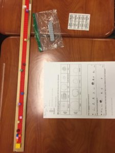 A model of the solar system using legos and a worksheet.